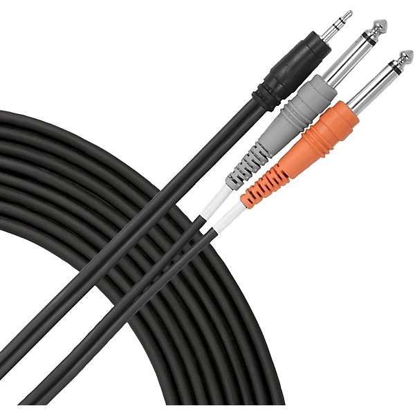 Livewire Essential Interconnect Y-Cable 3.5 mm TRS Male to 1/4 TS Male 10 ft. Black