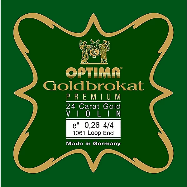 Optima Goldbrokat Premium 24K Gold Plated Steel Violin E String 4/4 Size, Light Steel, 26 guage loop end