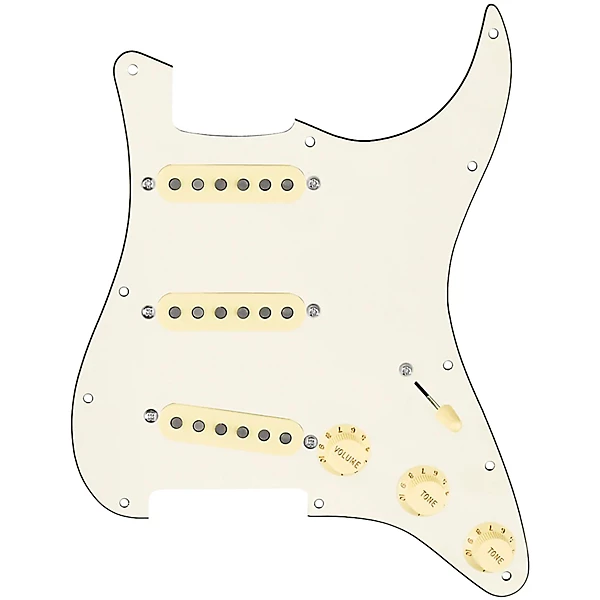 920D Custom Texas Vintage Loaded Pickguard for Strat With Aged White Pickups and S5W Wiring Harness Parchment