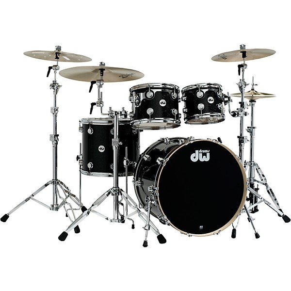 DW SSC Collectors Series 4-Piece Finish Ply Shell Pack With 22 Bass Drum Black Ice Chrome Hardware
