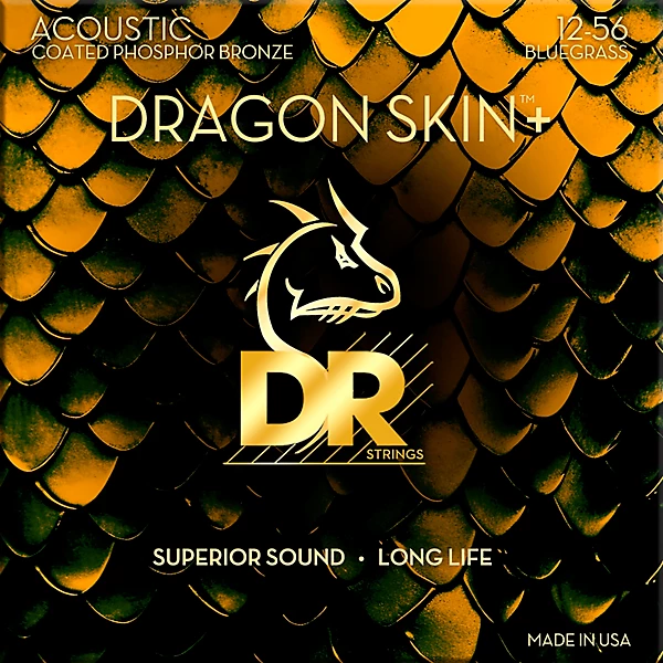 DR Strings Dragon Skin+ Coated Accurate Core Technology 6-String Phosphor Bronze Acoustic Guitar Strings 12 - 56