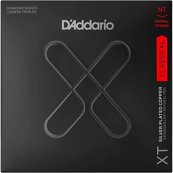 D'Addario XT Silver-Plated Copper Dynacore Classical Guitar Strings, Normal Tension, Light 24-44w