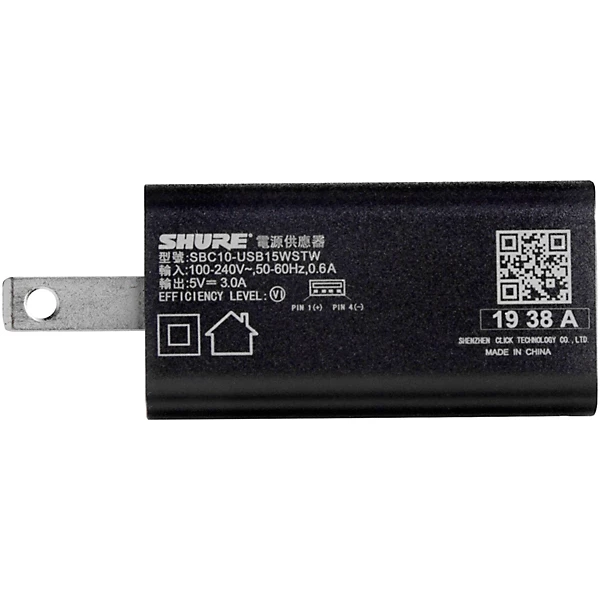 Shure SBC10-USB-C Wall-Mount Charger for GLX-D+ Wireless Transmitters