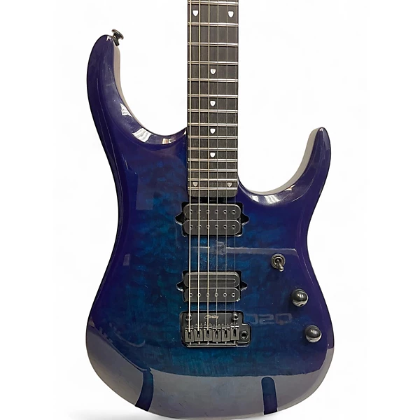 Used Sterling by Music Man JP150DQM Cerulean Blue Solid Body Electric Guitar