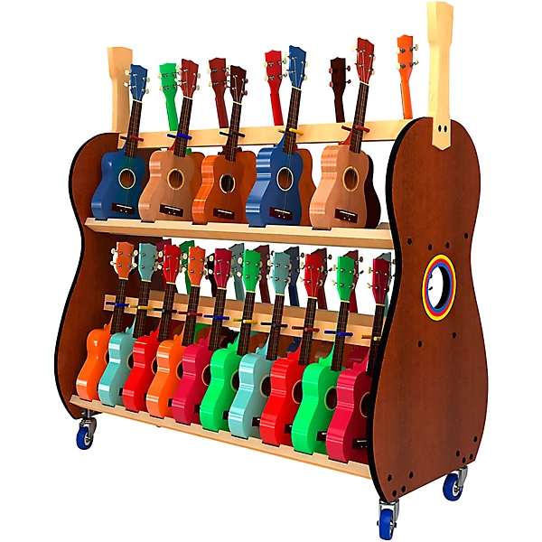 A&S Crafted Products The Band Room Mobile Soprano Ukulele Storage Rack for Classrooms