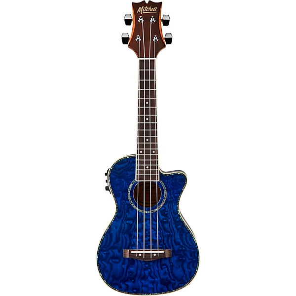 Mitchell MU80XCE-QAB-BL Exotic Acoustic-Electric Cutaway Ukulele Quilt Ash Burl Blue 6 Mitchell MU80XCE-QAB-BL Exotic Acoustic-Electric Cutaway Ukulele Quilt Ash Burl Blue
