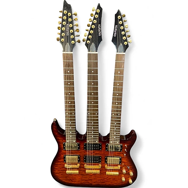 Used Galveston Triple Neck 6/7/12 Trans Brown Solid Body Electric ...