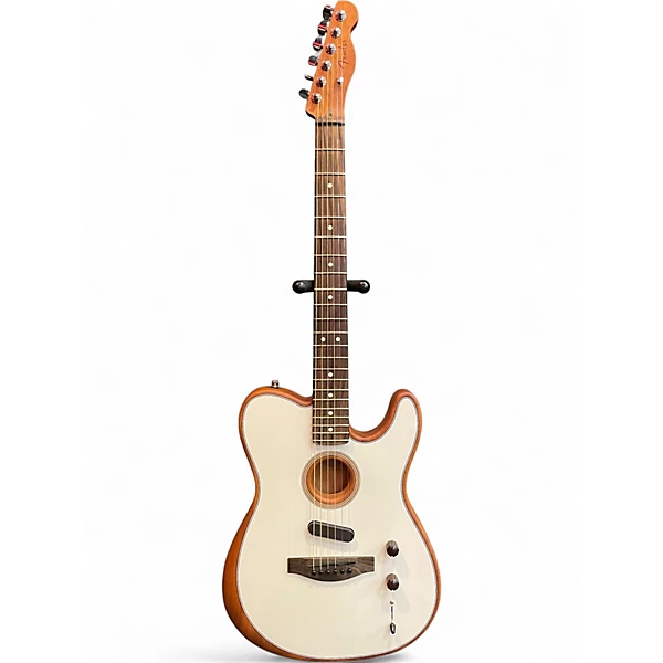 Used Fender Acoustasonic Player Telecaster White Acoustic Electric Guitar