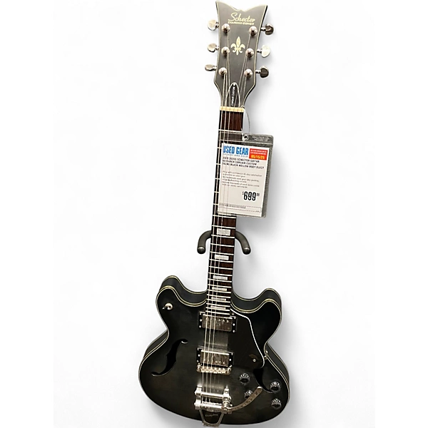 Used 2020s Schecter Guitar Research Corsair Custom Trans Black Hollow Body Electric Guitar