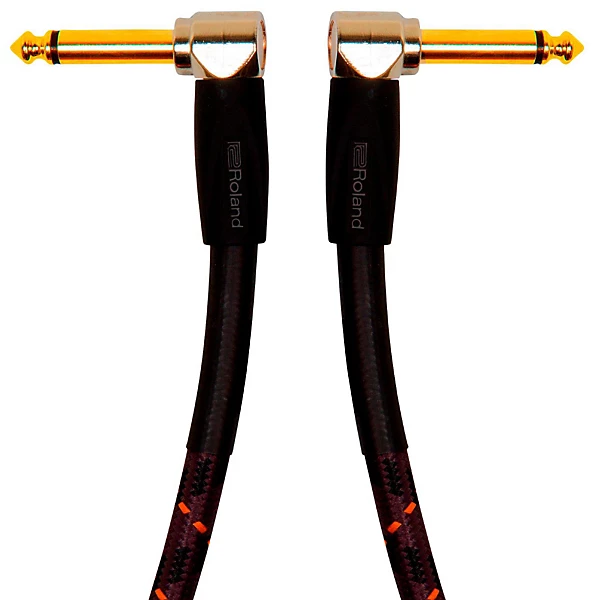 Roland Gold Series 1/4 Angled/Angled Instrument Cable 1 ft. Black