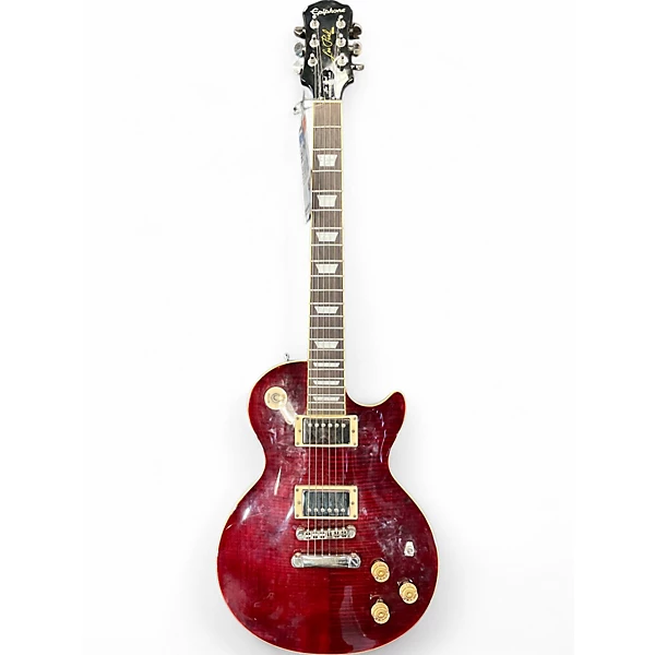 Used Epiphone Les Paul Tribute Plus Crimson Red Burst Solid Body Electric Guitar