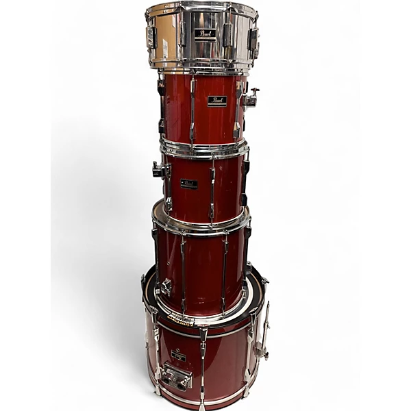 Used Pearl 5 Piece Export Metallic Red Drum Kit