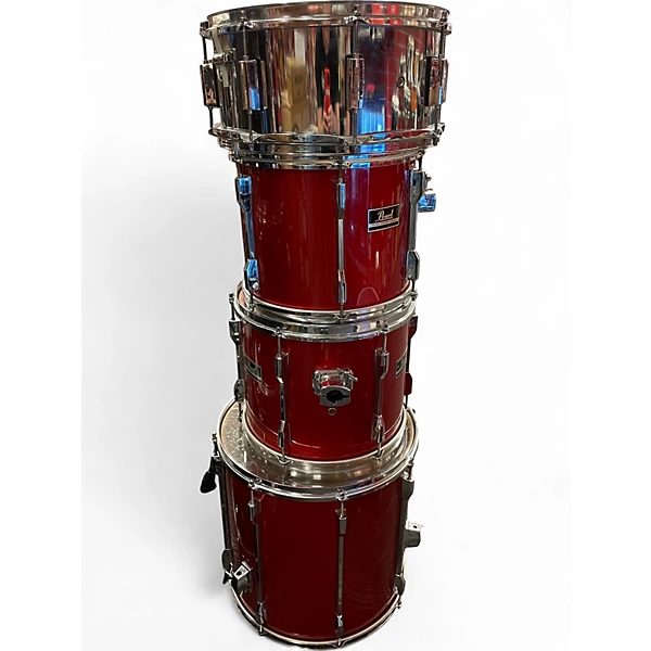 Used Pearl 5 Piece Export Metallic Red Drum Kit 6 Used Pearl 5 Piece Export Metallic Red Drum Kit