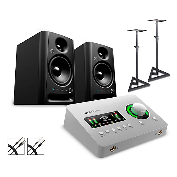 Universal Audio Apollo Solo Thunderbolt With Harbinger Studio Monitor Pair, Stands & Cables SM505