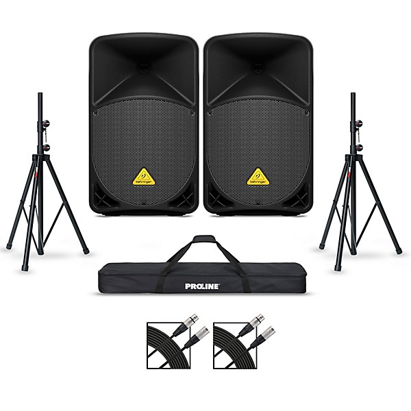 Behringer B112D 12 Powered Speaker Pair With Stands and Cables