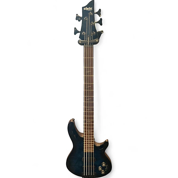 Used 2024 Schecter Guitar Research Omen Elite blue burl Electric Bass Guitar 4 Used 2024 Schecter Guitar Research Omen Elite blue burl Electric Bass Guitar