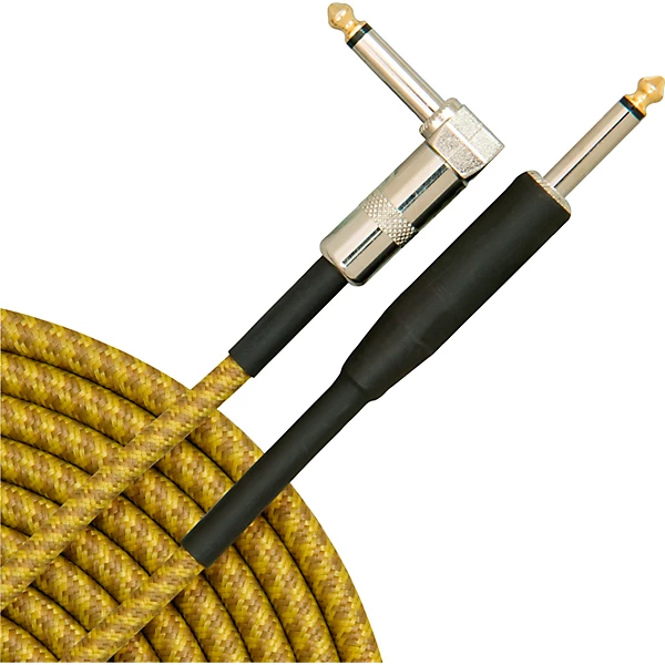 Musician's Gear Tweed Right Angle Instrument Cable 2-Pack 20 ft. Gold 4 Musician's Gear Tweed Right Angle Instrument Cable 2-Pack 20 ft. Gold