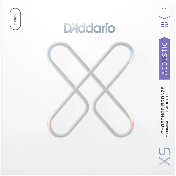 D'Addario XS Phosphor Bronze Coated Acoustic Guitar Strings 3-Pack 11 - 52