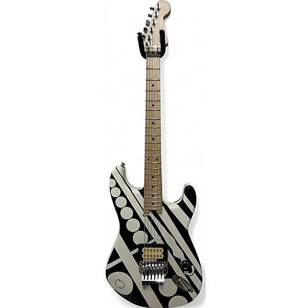 Used EVH Stripe Series Circles Black And White Solid Body Electric ...