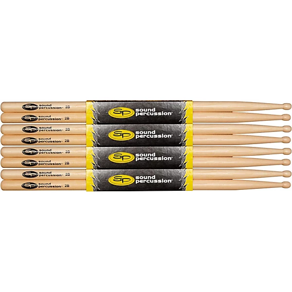 Sound Percussion Labs Hickory Drum Sticks 4-Pack 2B Wood