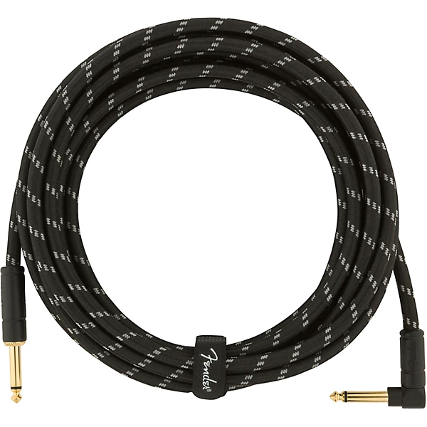 Fender Deluxe Series Straight to Angle Instrument Cable 15 ft. Black Tweed