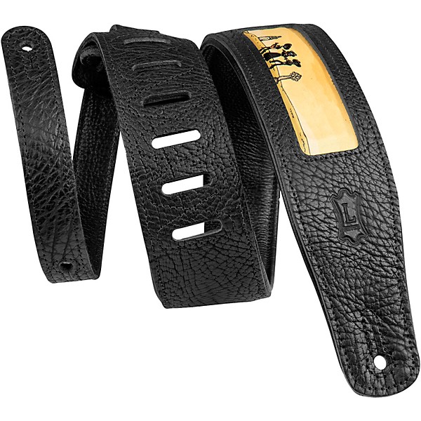 Levy's 2.5 Calaca Black Leather Guitar Strap Mariachi
