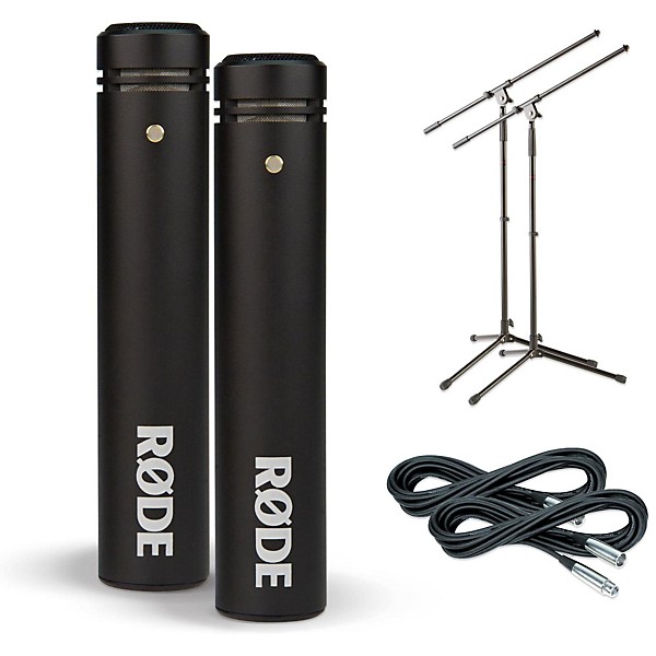 RODE M5 Compact 1/2 Condenser Microphone Matched Pair Cable and Stand Drum Overhead Package