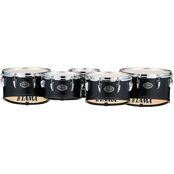 Tama Marching Fieldstar Marching Tenor Drums, Quint with Power Cut, Satin Black 8, 10, 12, 13, 14 in.