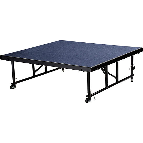 National Public Seating 16-24 Height Adjustable 4' x 4' TransFix Stage Platform Blue Carpet