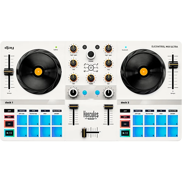 Hercules DJ DJControl Mix Ultra Portable DJ Controller for djay White