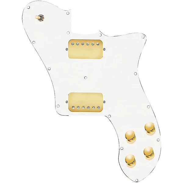 920D Custom Loaded Pickguard for '72 Deluxe Telecaster with Gold Smoothies Humbuckers White