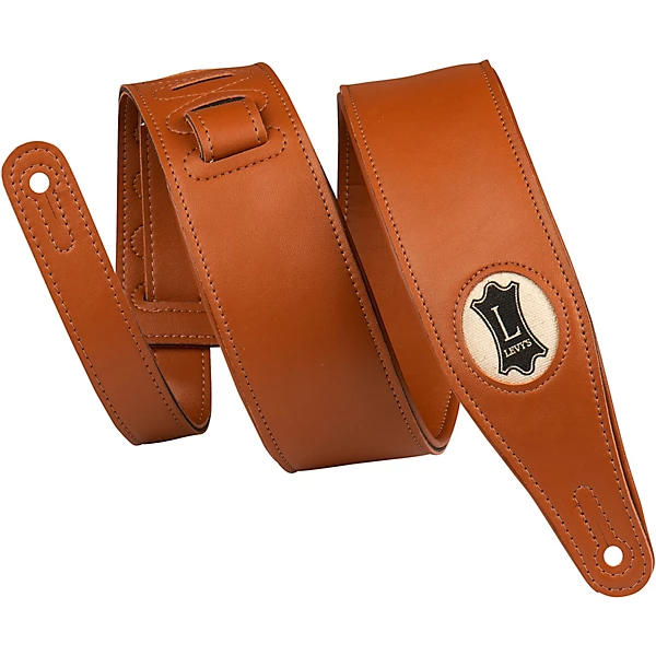 Levy's 2.5 Black Padded Vegan Leather Guitar Strap Tan