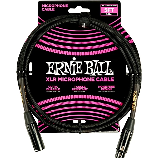 Ernie Ball Braided XLR Microphone Cable 5 ft. Black