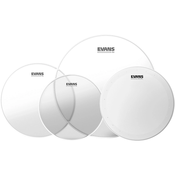 EVANS G2 Clear Tom Heads With Free 14 HD Dry Snare Head 10, 12, 14 in.