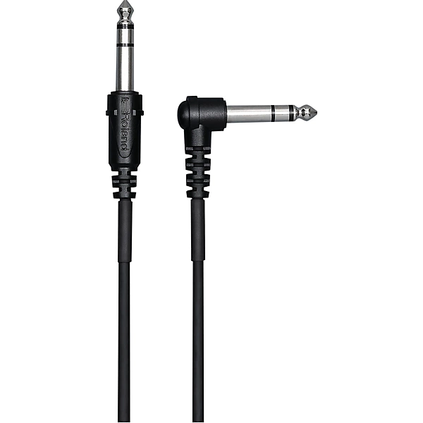 Roland 1/4 TRS to 1/4 TRS Balanced Interconnect Straight to Angle V-drums Trigger Cable 10 ft. Black