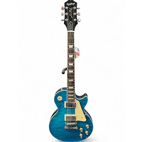 Used 2021 Epiphone Les Paul Standard 60s Figured Top Translucent Blue Solid Body Electric Guitar