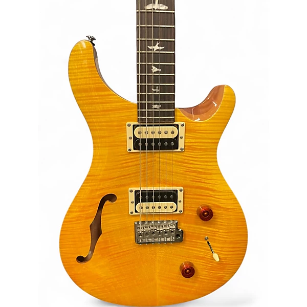 Used PRS SE Custom 22 Semi-Hollowbody Vintage Yellow Hollow Body Electric Guitar 6 Used PRS SE Custom 22 Semi-Hollowbody Vintage Yellow Hollow Body Electric Guitar