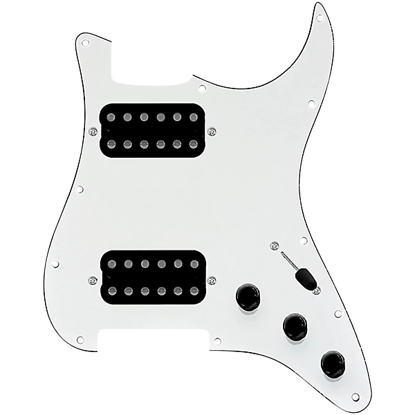 920D Custom HH Loaded Pickguard for Strat With Uncovered Smoothie Humbuckers and S3W-HH Wiring Harness Parchment