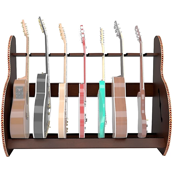A&S Crafted Products Session Deluxe Multiple Guitar Stand Walnut Finish Full Size (7-9 Cases)