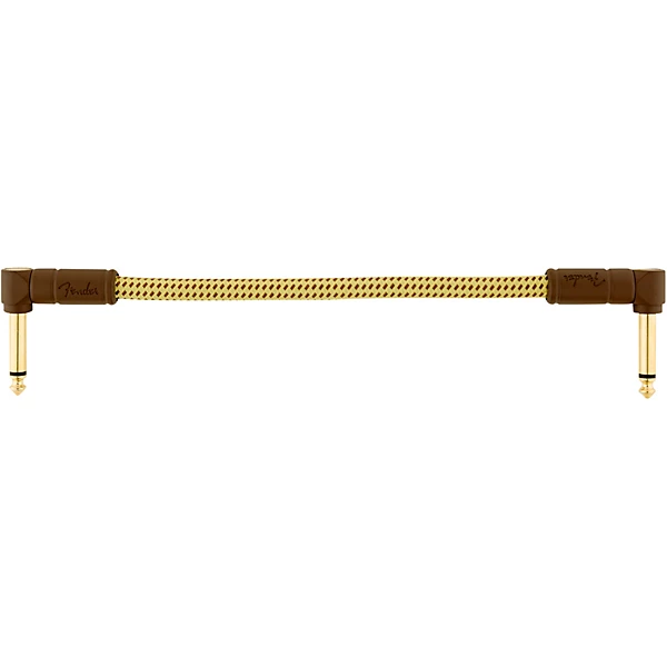 Fender Deluxe Series Angle to Angle Instrument Cable 6 in. Yellow Tweed