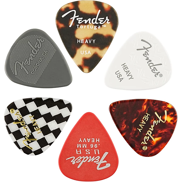 Fender 351 Shape Material Medley Guitar Picks (6-Pack) Heavy 6 Pack