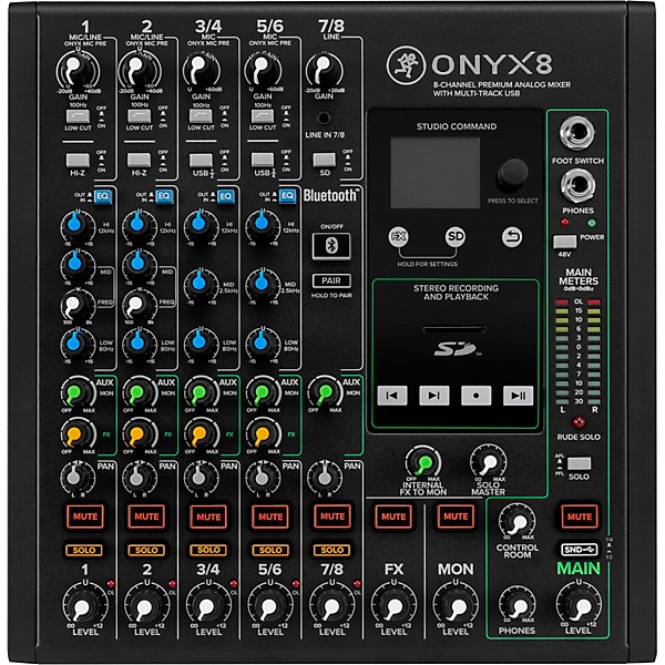Mackie Onyx8 8-Channel Premium Analog Mixer With Multi-Track USB And Bluetooth