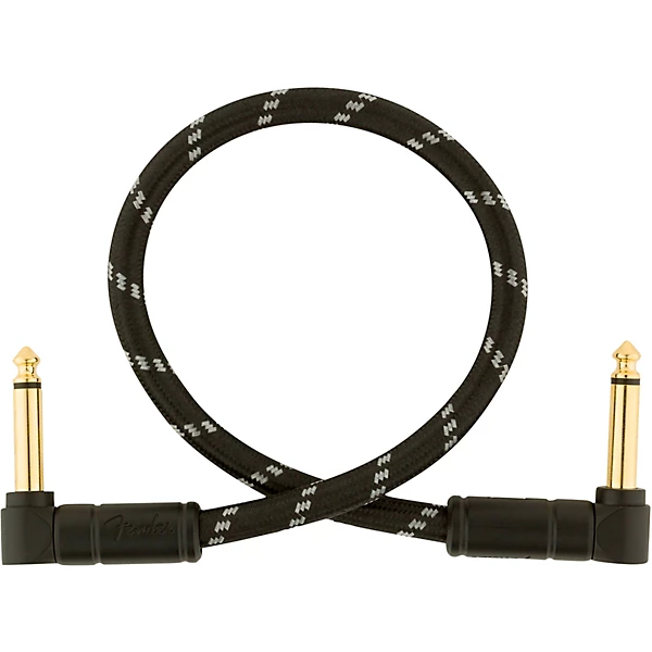 Fender Deluxe Series Angle to Angle Instrument Cable 1 ft. Black Tweed