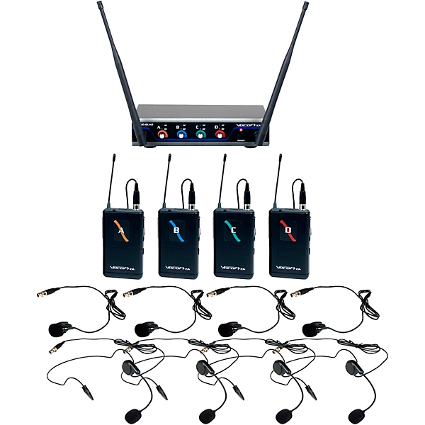 VocoPro Digital-Quad-B3 Four-Channel UHF Digital Wireless Headset & Lapel Microphone - Frequency 902MHz-927.2MHz