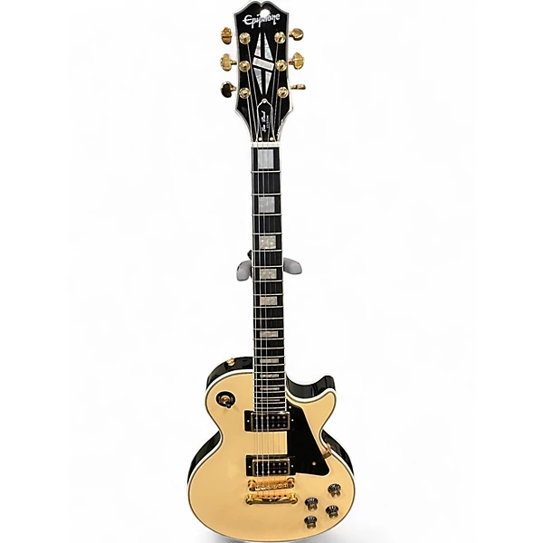 Used Epiphone Les Paul Custom Blackback Pro Antique Ivory Solid Body Electric Guitar