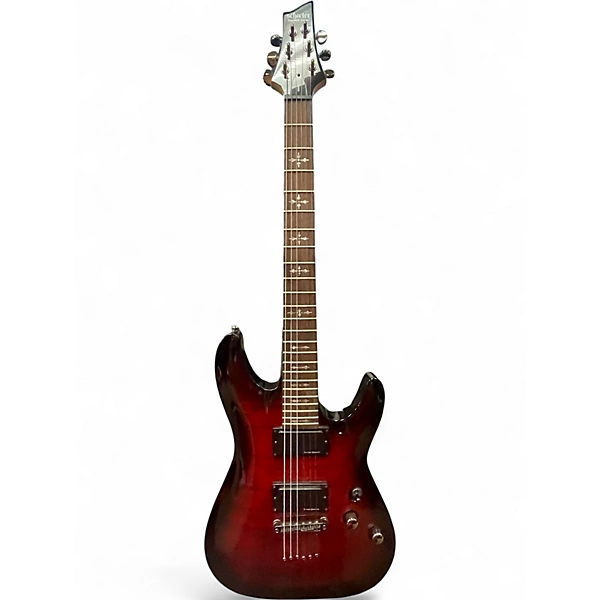 Used Schecter Guitar Research Demon 6 Crimson Red Burst Solid Body Electric Guitar