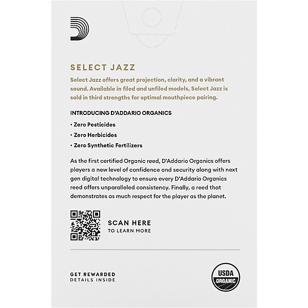 D'Addario Woodwinds Select Jazz, Soprano Saxophone - Filed,Box of 10 3S 6 D'Addario Woodwinds Select Jazz, Soprano Saxophone - Filed,Box of 10 3S