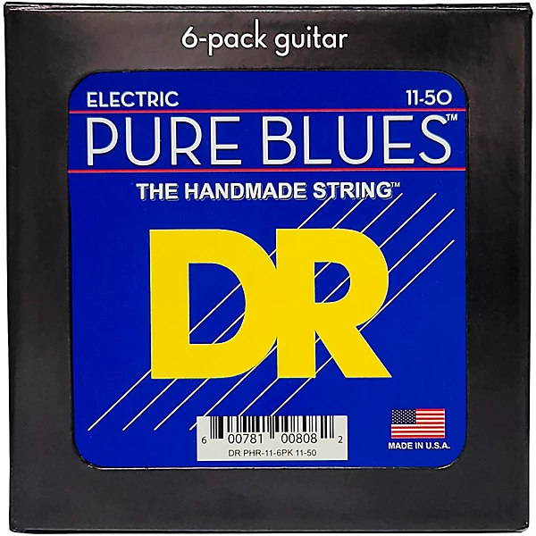 DR Strings Pure Blues Pure Nickel Electric Guitar Strings 6-Pack Heavy (11 - 50)