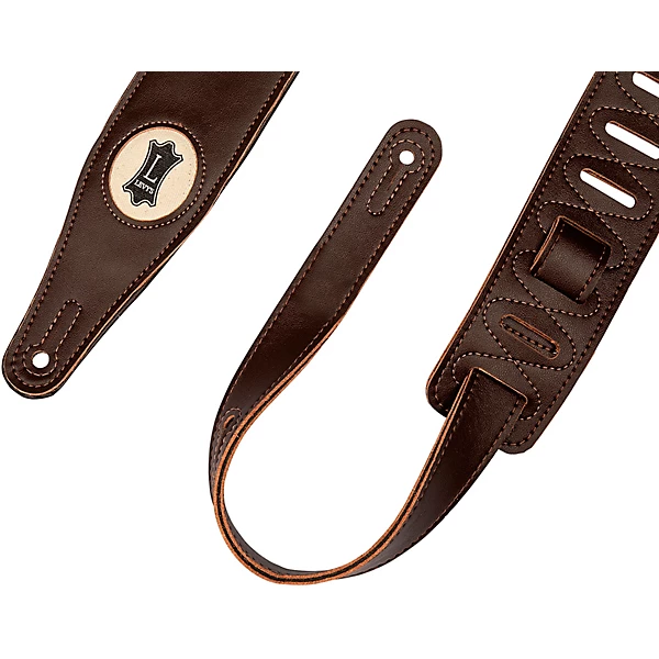 Levy's 2.5 Black Padded Vegan Leather Guitar Strap Brown 4 Levy's 2.5 Black Padded Vegan Leather Guitar Strap Brown