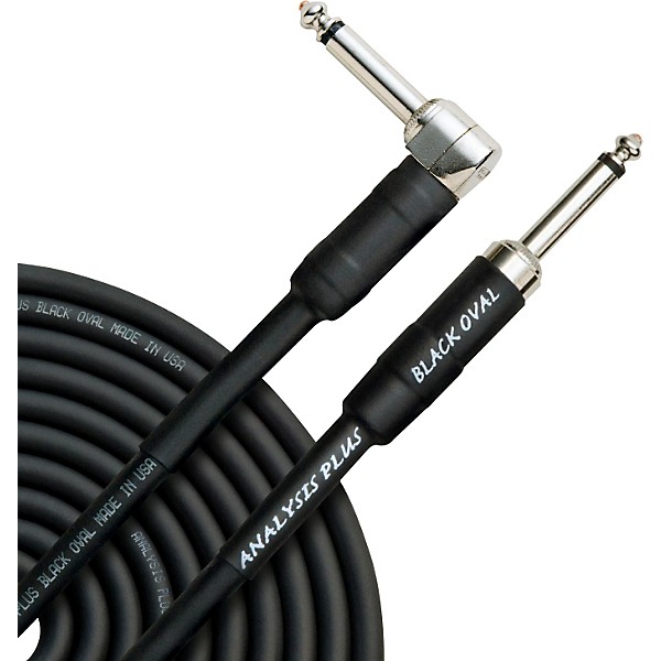 Analysis Plus Black Oval Instrument Cable 1/4 Straight to Angle 10 ft.